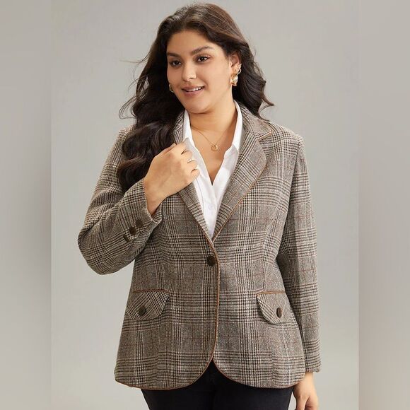 BloomChic UK Classic Checkered Blazer 12 - Picture 1 of 5